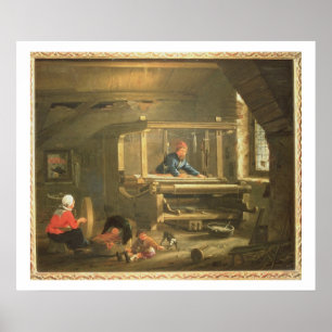 Poster The Workshop of a Weaver, 1656 (oil on canvas)