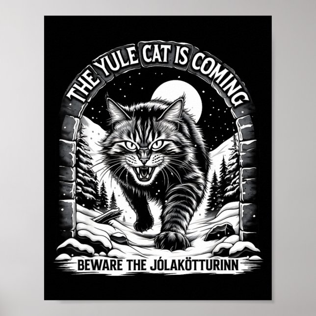 Poster The Yule Cat Is Coming Beware Jolakotturinn Quote  (Frente)