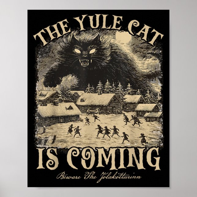 Poster The Yule Cat Is Coming Icelandic Christmas Cat Mom (Frente)