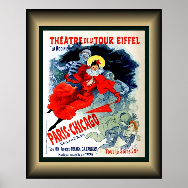 Poster Theater De La Tour Eiffel ~ La Bodiniere ~ Paris ~ (Frente)