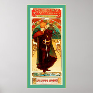 Póster Theater Sarah Bernhardt ~ Hamlet ~ Alphonse Mucha