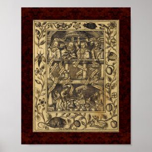 Póster Theatrum Chemicum: Ilustração 1652 da alquimia