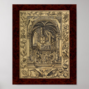 Póster Theatrum Chemicum: Ilustração 1652 da alquimia
