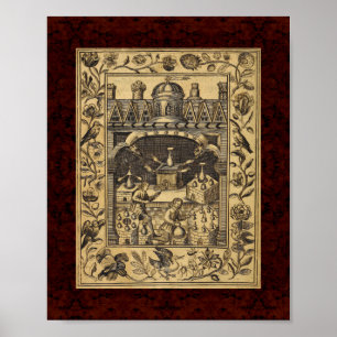 Póster Theatrum Chemicum: Ilustração 1652 da alquimia