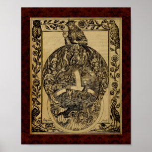 Póster Theatrum Chemicum: Ilustração 1652 da alquimia