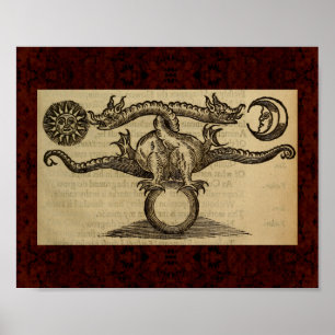 Póster Theatrum Chemicum: Ilustração 1652 da alquimia