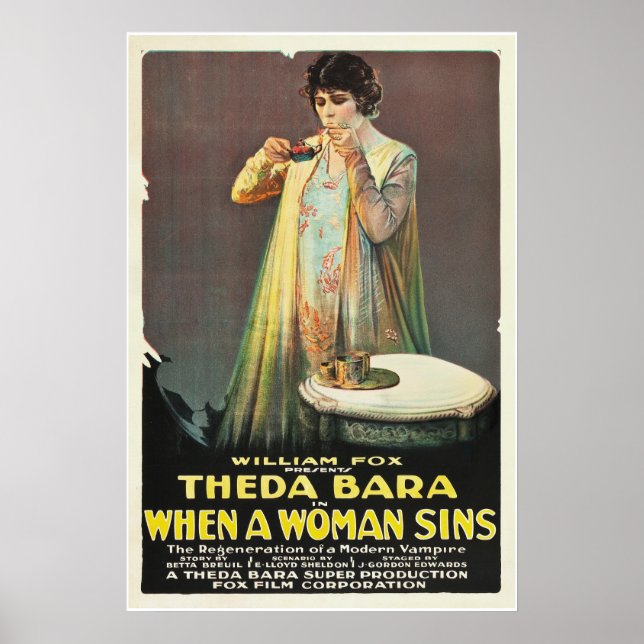 Póster Theda Bara "When a Woman Sins" (Frente)