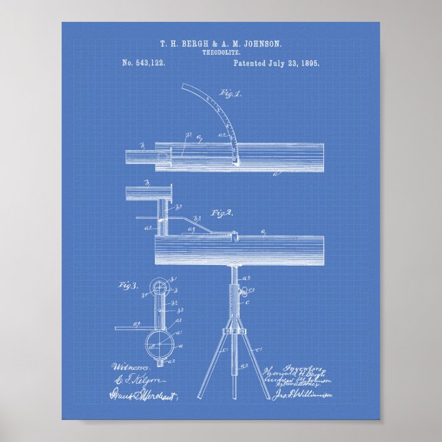 Póster Theodolite 1895 - Patent Art Blueprint (Frente)
