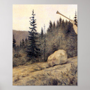Poster Theodor Kittelsen - Op em Fjeldet Toner En Lur (To