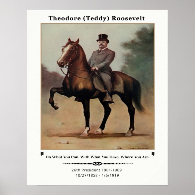 Poster Theodore (Ursinho) Roosevelt em Horseback (Frente)