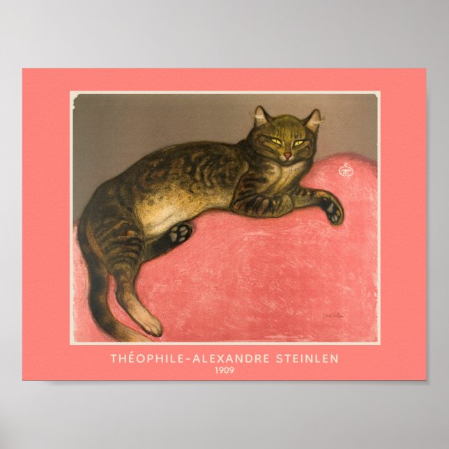 Poster Théophile-Alexandre Steinlen, Cat em uma almofada (Frente)