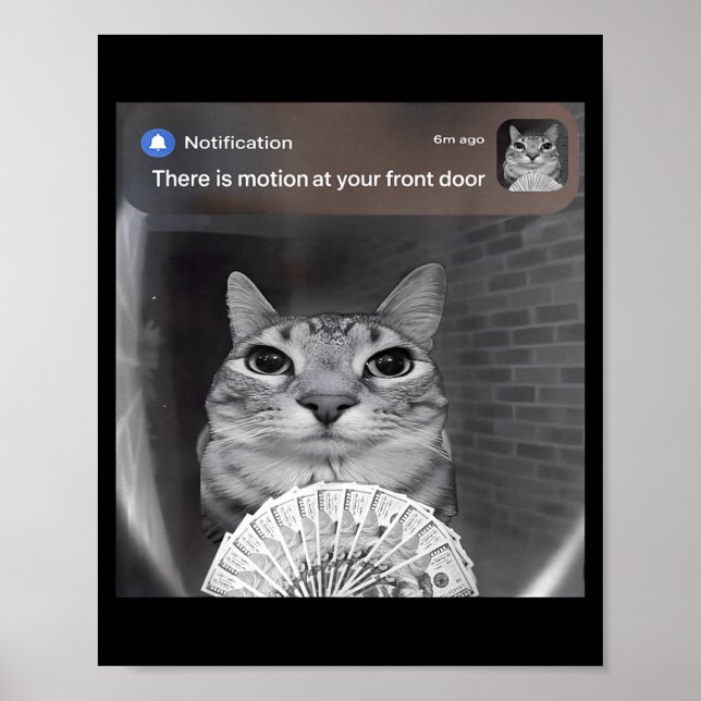 Poster There Is Motion At Your Front Door Funny Cat Motio (Frente)