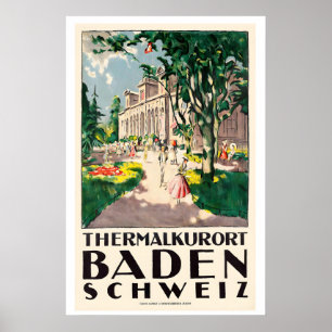 Poster Thermal Spa Baden Suíça Viagens Antigas