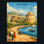 Poster Thessaloniki Greece Vintage Travel<br><div class="desc">Capture the timeless soul of the "Bride of the Thermaic Gulf" with this stunning Thessaloniki retro illustration on a poster. Inspired by mid-century travel aesthetics, this piece features the iconic White Tower and the vibrant coastal energy of Greece's cultural capital. Whether you’re a proud Thessalonikian, a lover of Aegean history,...</div>