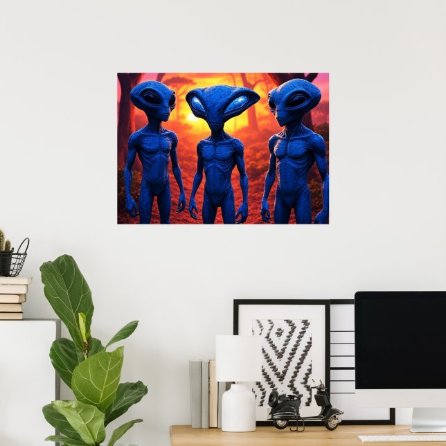 Poster They're Here AI Alien Art (Escritório em casa)