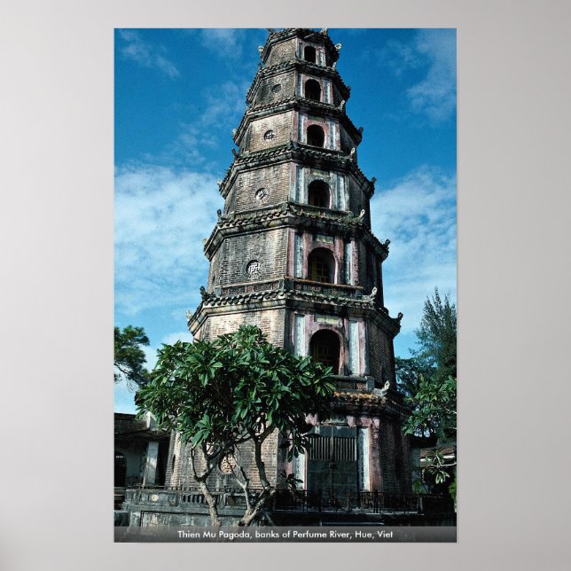 Poster Thien Mu Pagoda, margens do rio Perfume, Hue, Viet (Frente)
