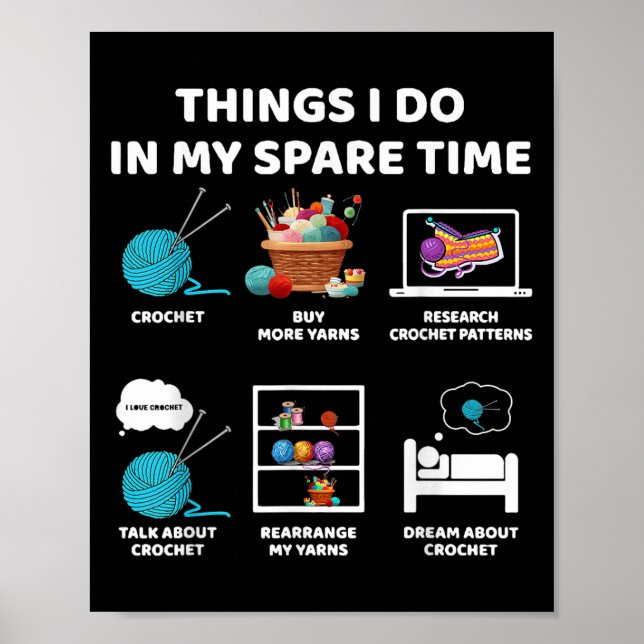 Poster Things I Do In My Spare Time Crochet Knitting Funn (Frente)