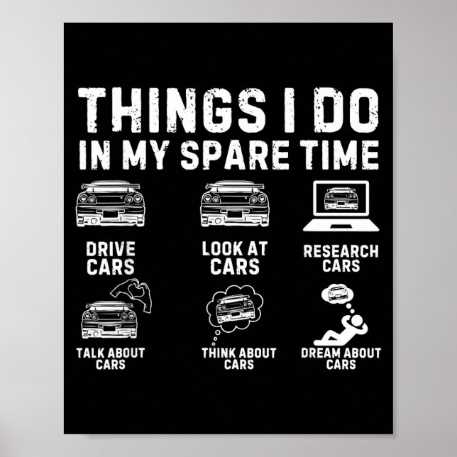 Poster Things I Do In My Spare Time Funny Car Enthusiast  (Frente)