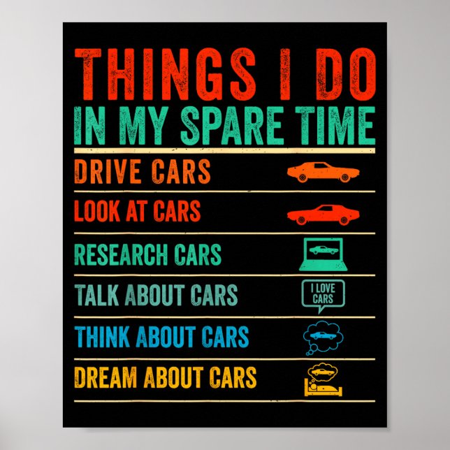 Poster Things I Do In My Spare Time Funny Car Lovers  (Frente)