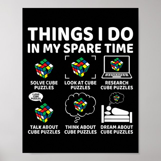 Poster Things I Do In My Spare Time Funny Cube Puzzle Spe (Frente)