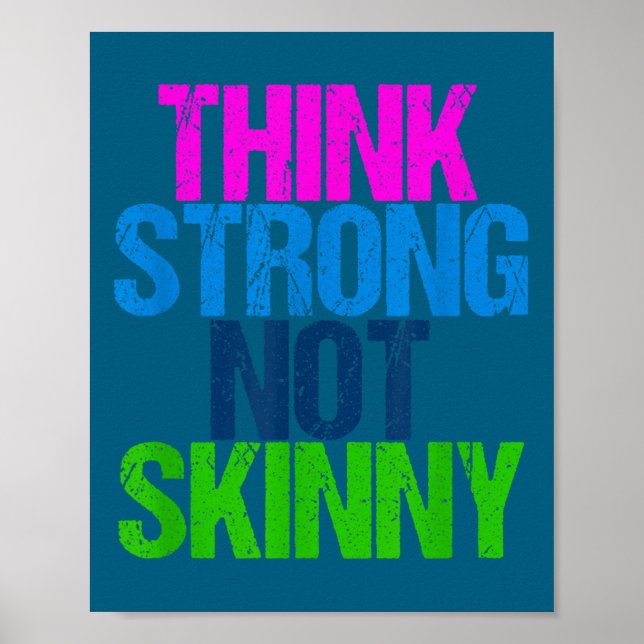 Poster Think Strong Not Skinny Motivational Fitness  (Frente)