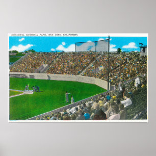 Póster Third Base Line View of Municipal Baseball