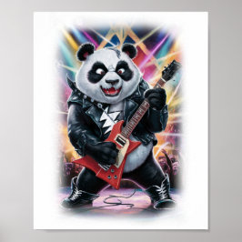 Poster This Funny Panda plays Hardrock on a White