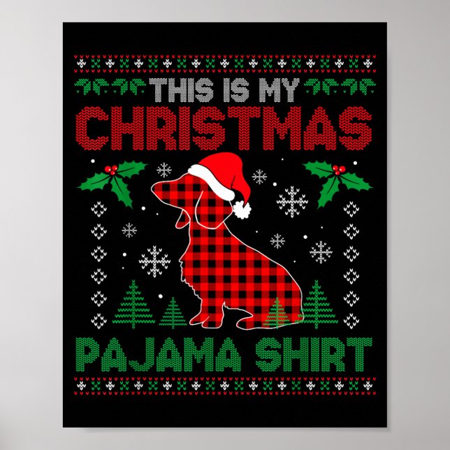Poster This Is My Dachshund Dog Red Plaid Christmas Ugly  (Frente)