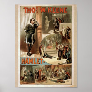 Póster Tho. W. Keene, teatro retro de Hamlet