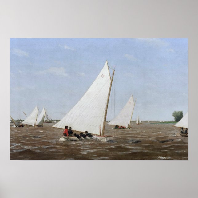 Poster Thomas Eakins - Caça de veleiros no Delaware (Frente)