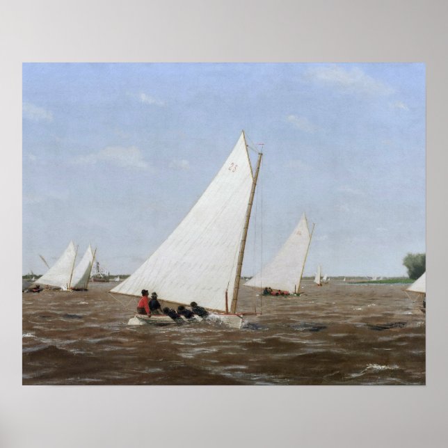 Póster Thomas Eakins - Caça de veleiros no Delaware (Frente)