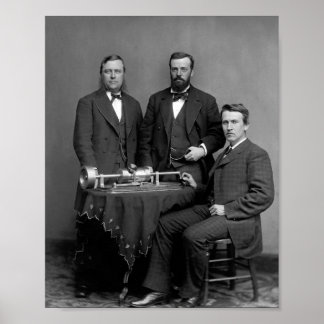 Poster Thomas Edison Com Seu Fonógrafo