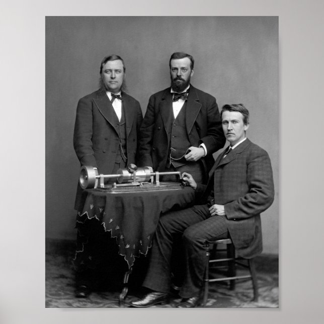 Poster Thomas Edison Com Seu Fonógrafo (Frente)