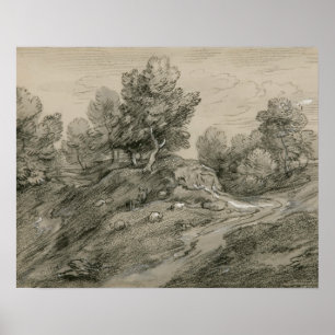 Póster Thomas Gainsborough - Paisagem de terra arborizada