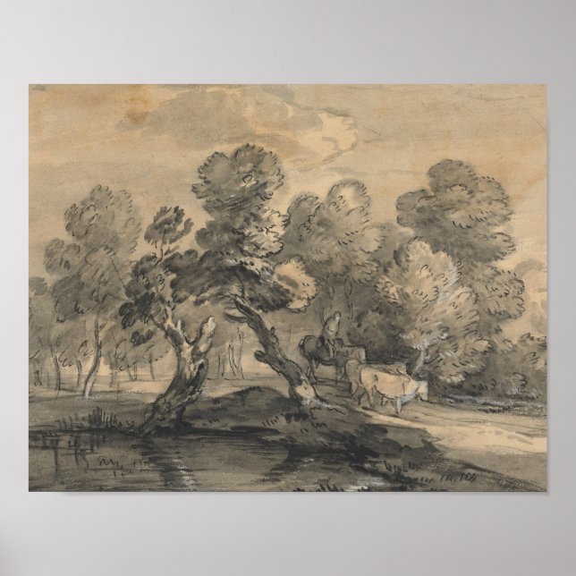Poster Thomas Gainsborough - Paisagem Wooded (Frente)
