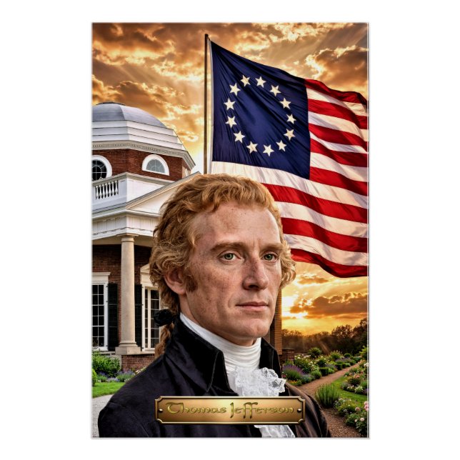 Póster Thomas Jefferson: 3º Presidente dos EUA (Frente)