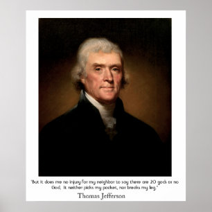 Poster Thomas Jefferson no estado e na religião