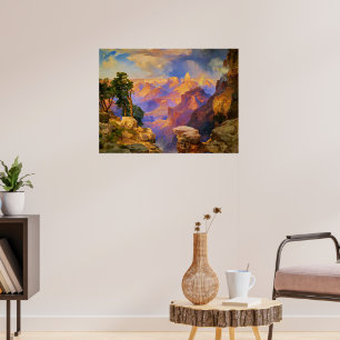 Poster Thomas Moran art, Grand Canyon com arco-íris