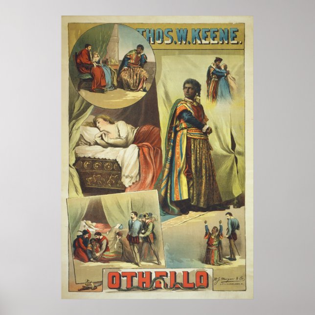 Póster Thomas W. Keene no Otelo de William Shakespeare (Frente)