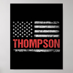 Poster Thompson Name American Flag - Sobrenome Thompson