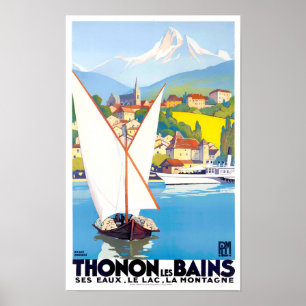 Poster Thonon Les Bains France vintage travel