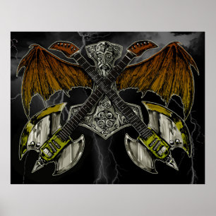 Poster Thor Hammer dos Guitares dos Deuses