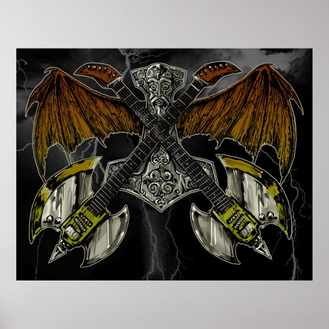 Poster Thor Hammer dos Guitares dos Deuses (Frente)