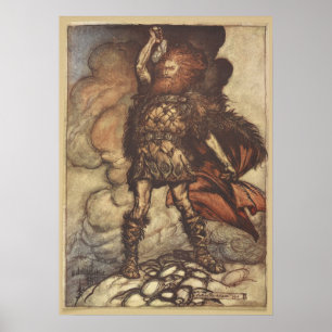 Poster Thor Levanta Seu Martelo Arthur Rackham