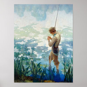 Poster Thoreau Pesca em Walden Pond por N. C. Wyeth