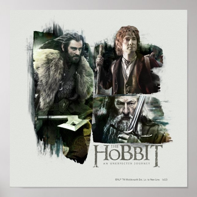 Poster THORIN OAKENSHIELD™, BILBO BAGGINS™ E Gandalf Art (Frente)