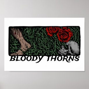 Poster Thorns Rosas do crânio pés corados medieval