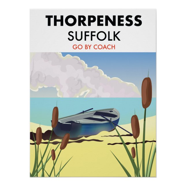 Póster Thorpeness sufolk vintage Beach poster. (Frente)