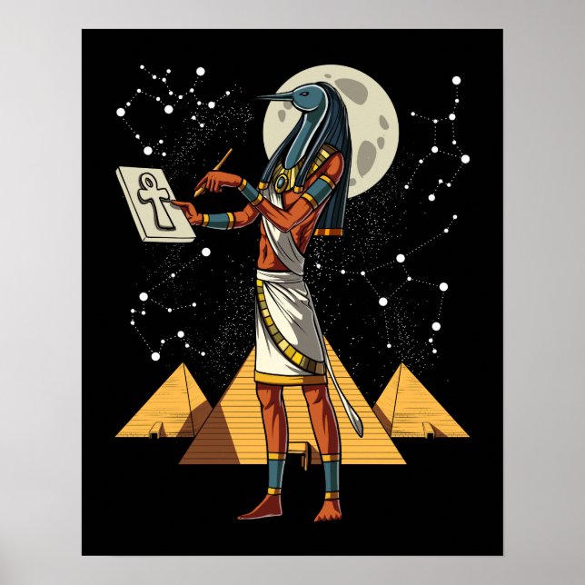 Poster Thoth egípcia Pirâmides Antigas de Deus (Frente)