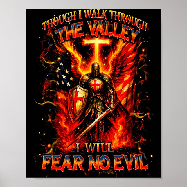 Poster Though I Walk The Valley I Will Fear No Evil Quote (Frente)